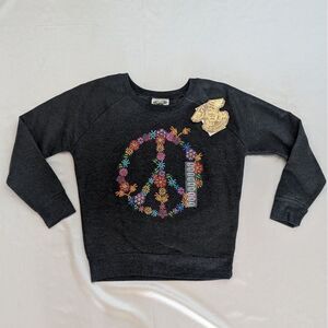 New Signorelli Girl's Long Sleeve Peace Sign Textured Rhinestone Shirt XL (14)